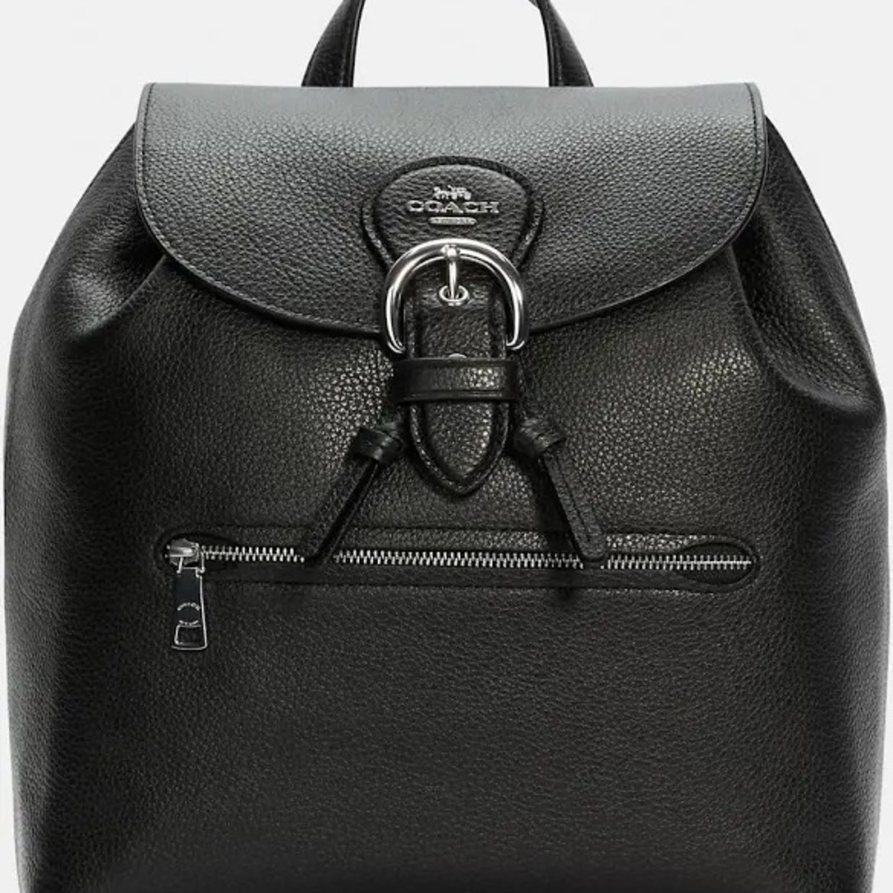 COACH Kleo Mini Backpack Pebbled Black Leather Coach Backpack